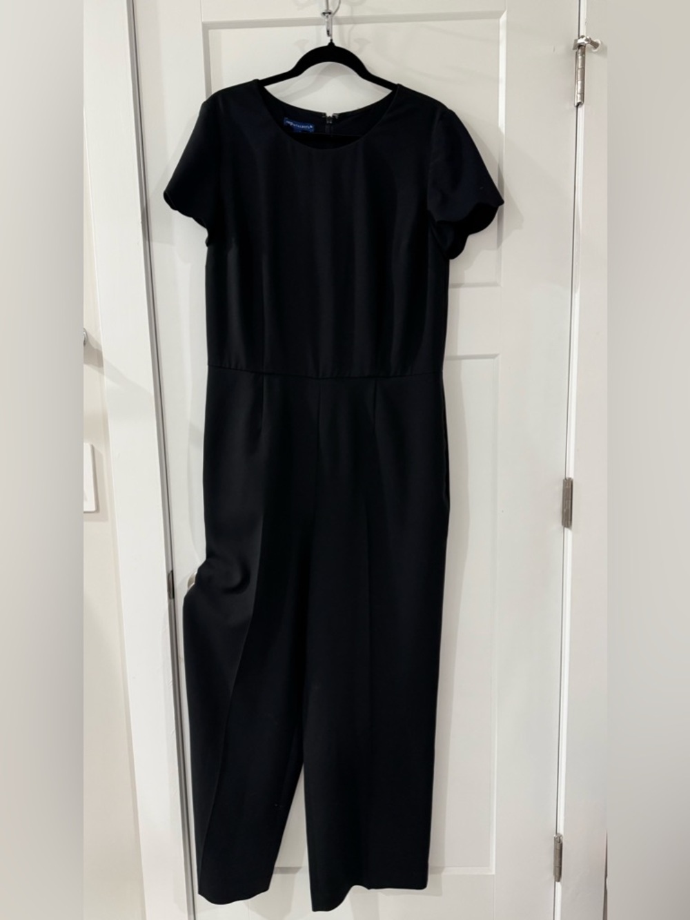 Talbots Black Jumpsuit with Scalloped Short-Sleeves